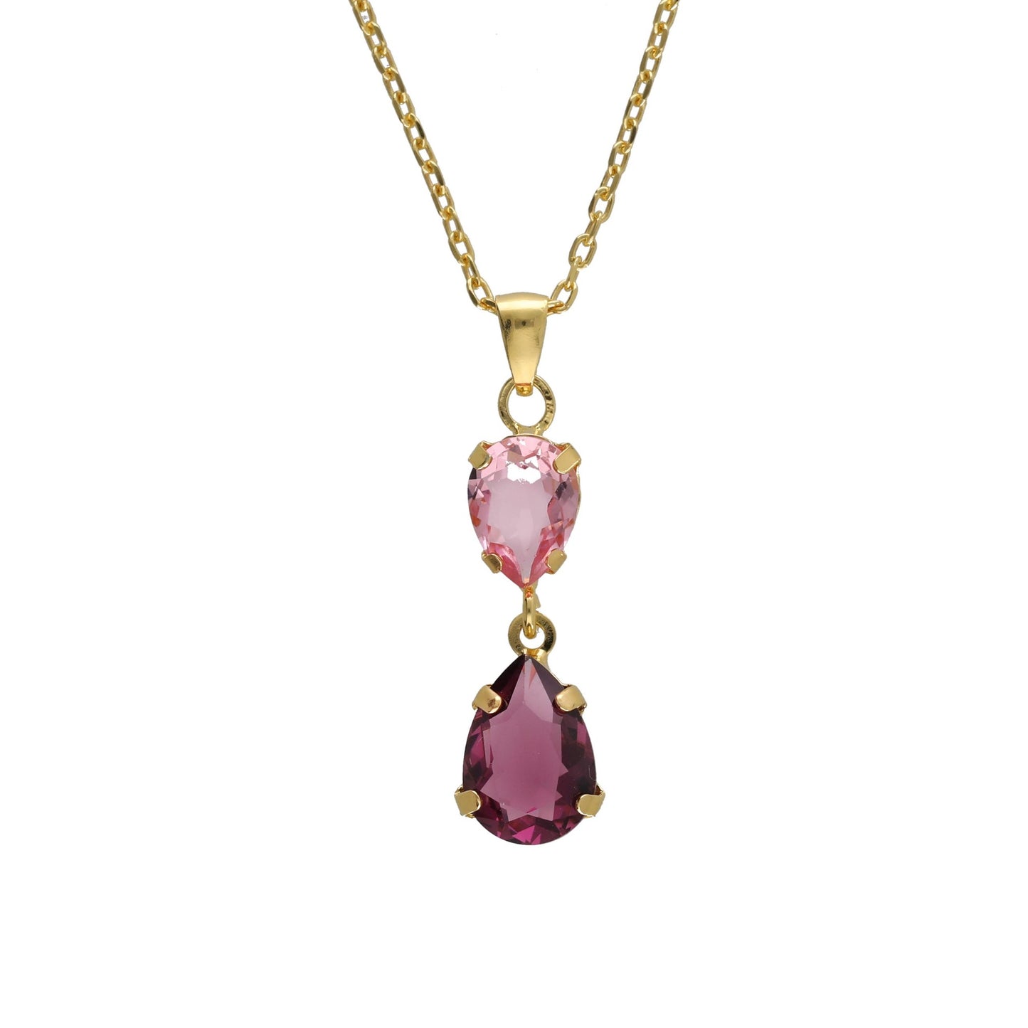 Gold plated Sterling Silver Short necklace drop crystal from Glory