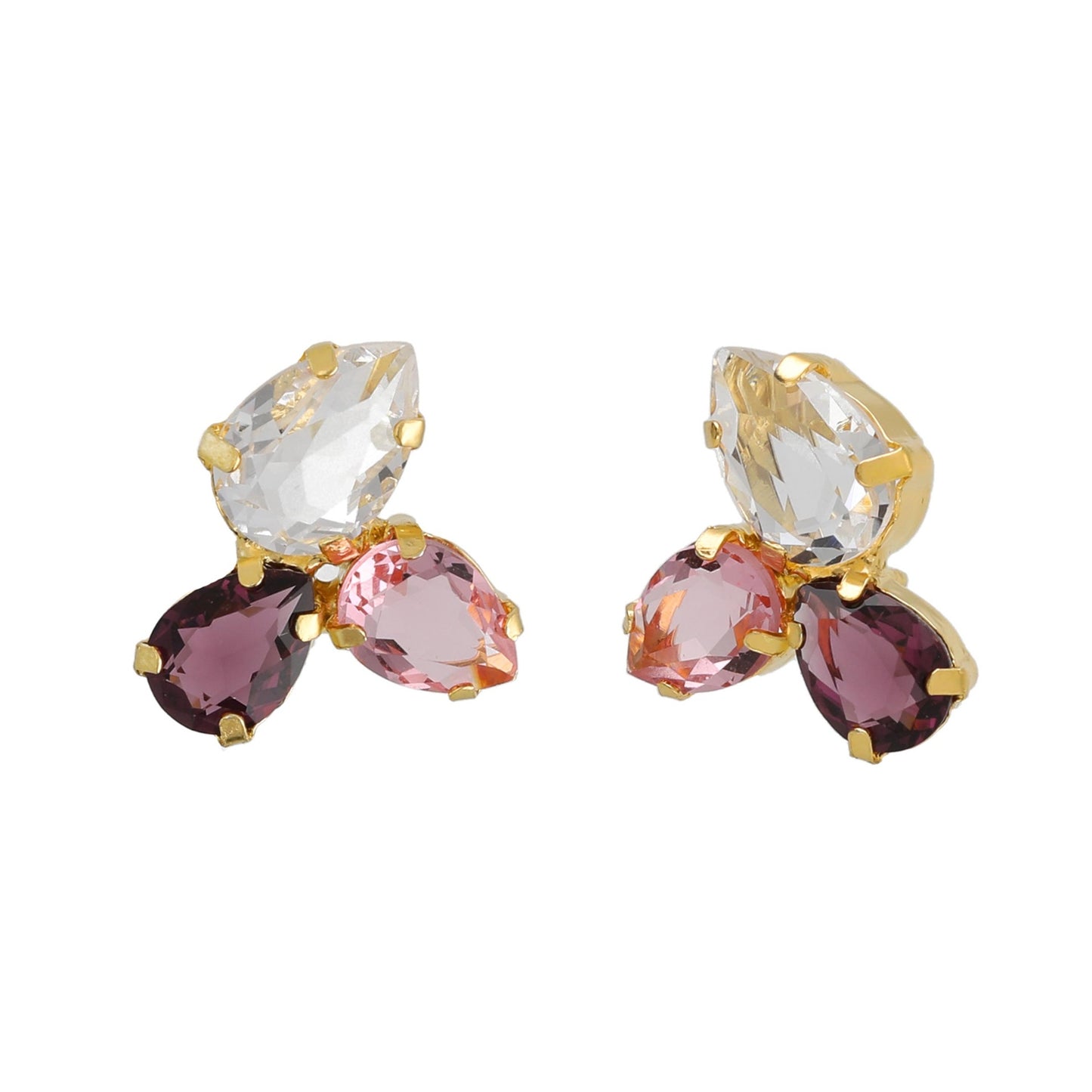 Gold plated Sterling Silver Short earrings drop crystal from Glory