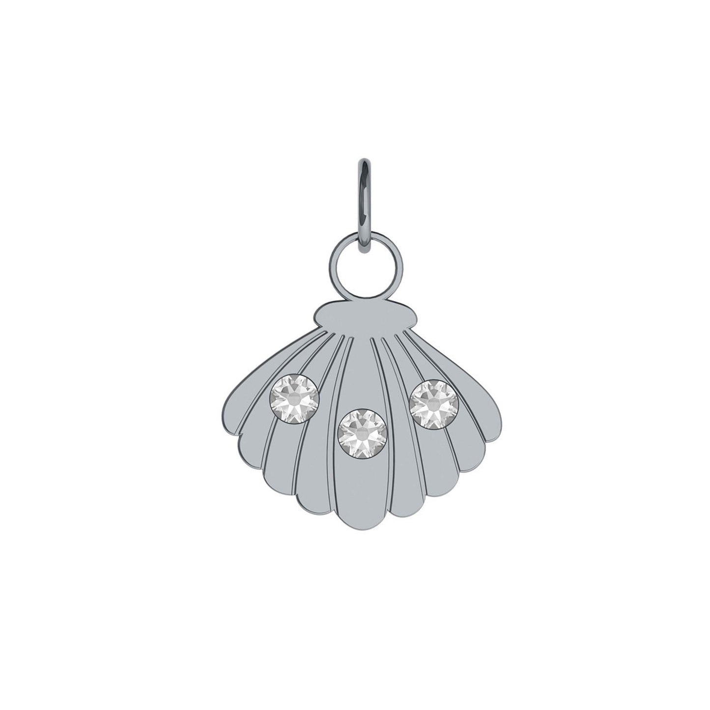 Charm para Collar concha cristal blanco en Plata