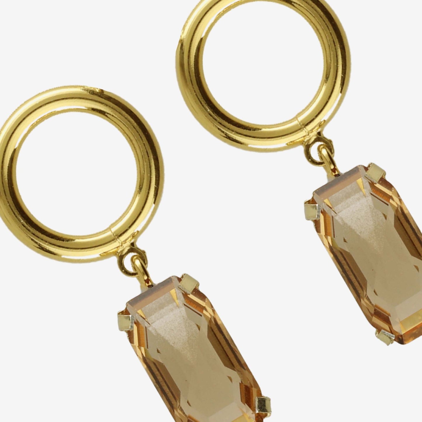 Gold plated Sterling Silver Short earrings rectangle crystal from Inspire