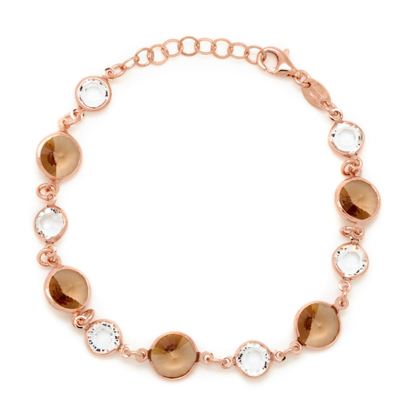 Rose Gold plated Sterling Silver Bracelet circle crystal from Basic