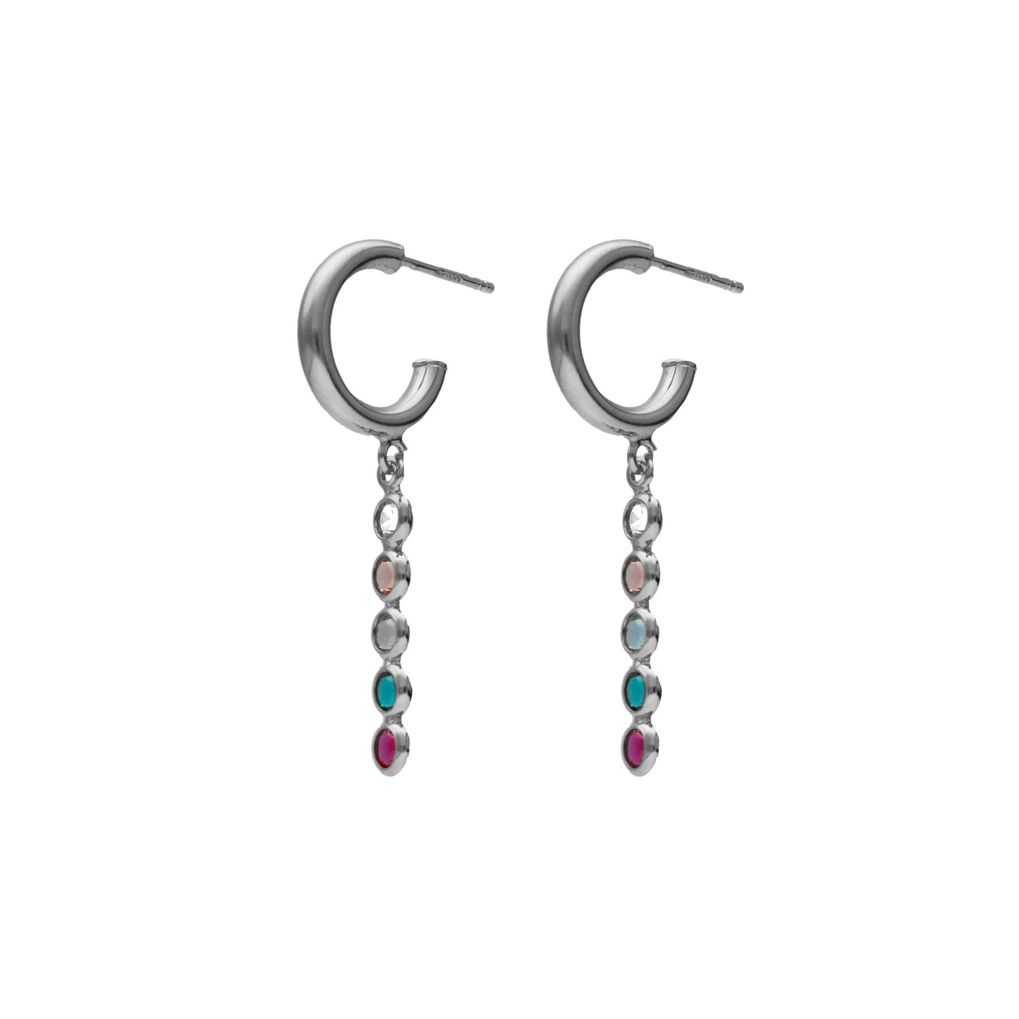 Sterling Silver Hoop earrings multicolor crystal from Valeria