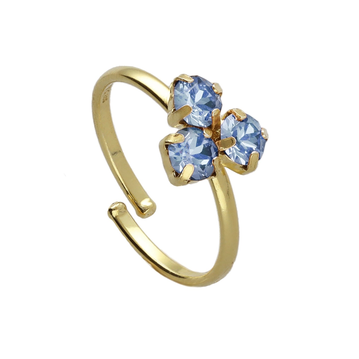 Gold plated Sterling Silver Adjustable ring crystal from Zahara