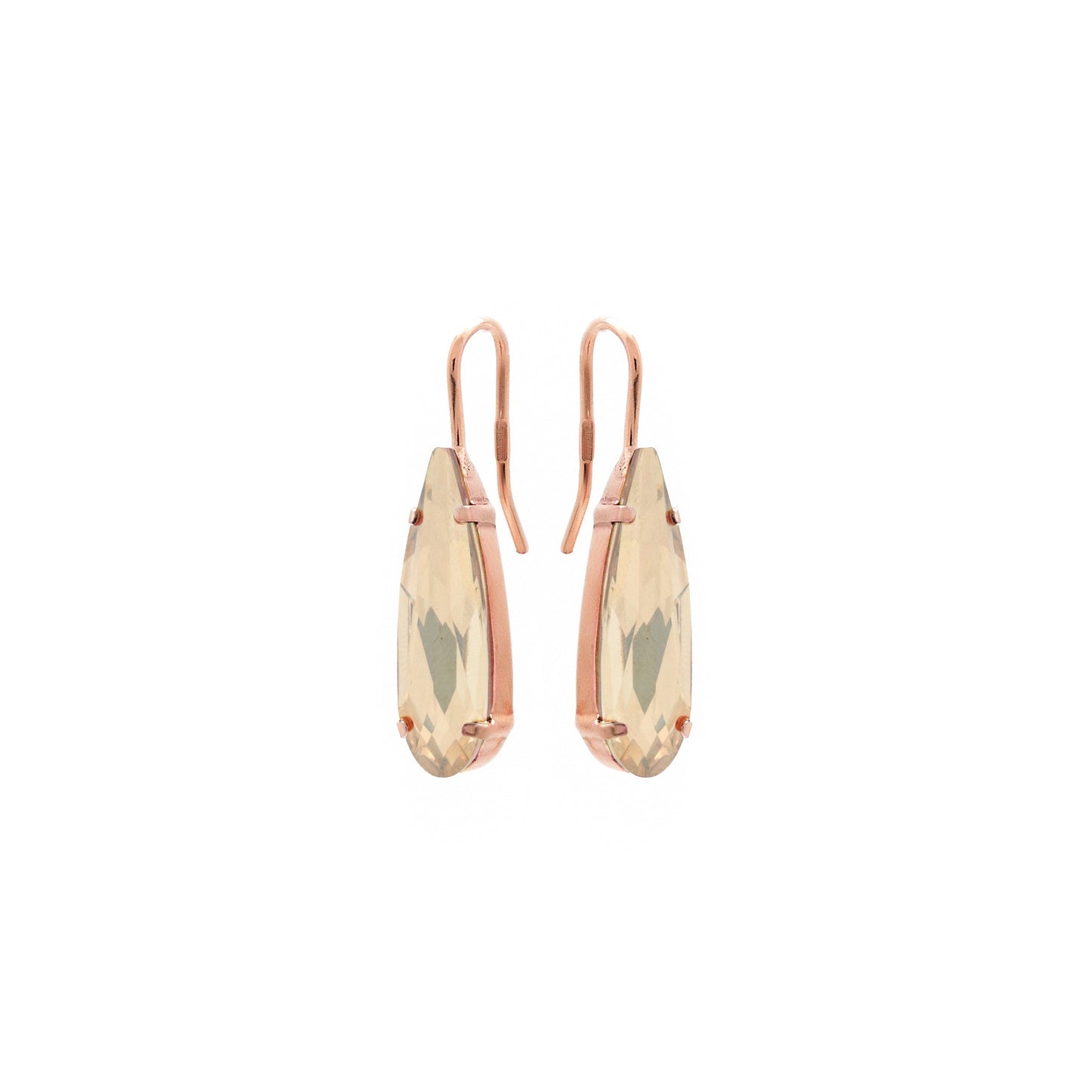 Rose Gold plated Sterling Silver Long earrings marquise crystal from Marquesa