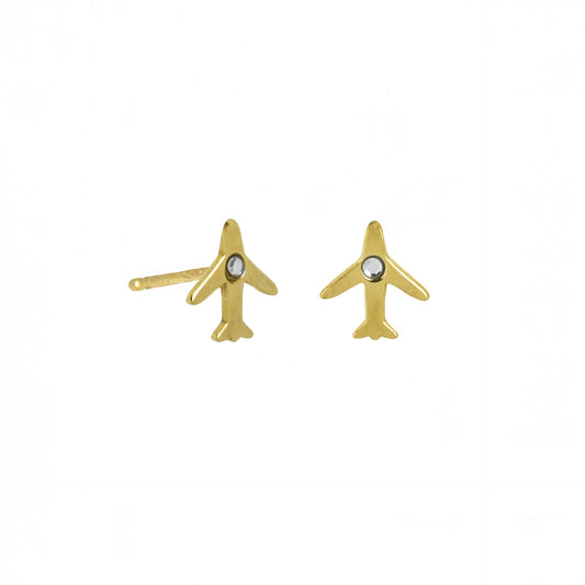 Sterling Silver Stud earrings plane white crystal from Dakota