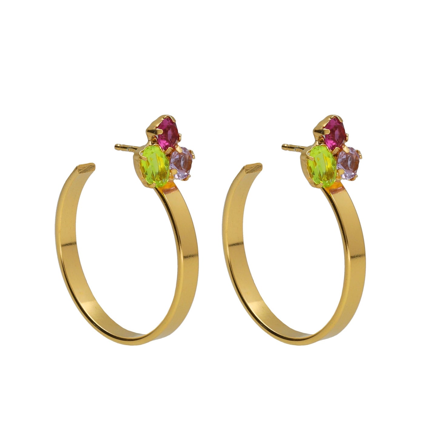 Gold plated Sterling Silver Hoop earrings multicolor crystal from Odele