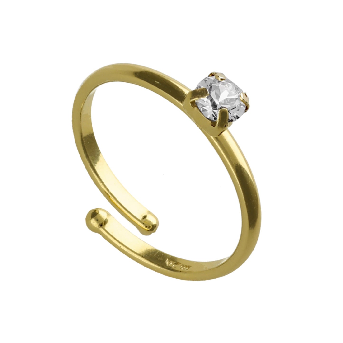 Gold plated Sterling Silver Adjustable ring circle crystal from Clarity