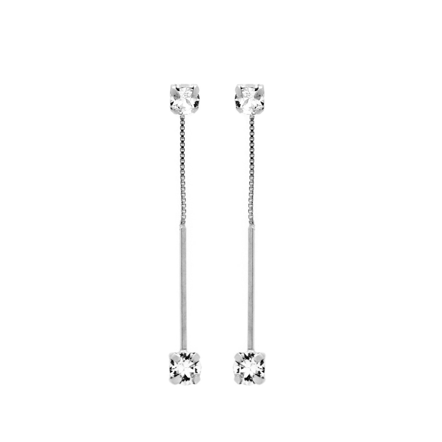 Sterling Silver Long earrings white crystal from Minimal