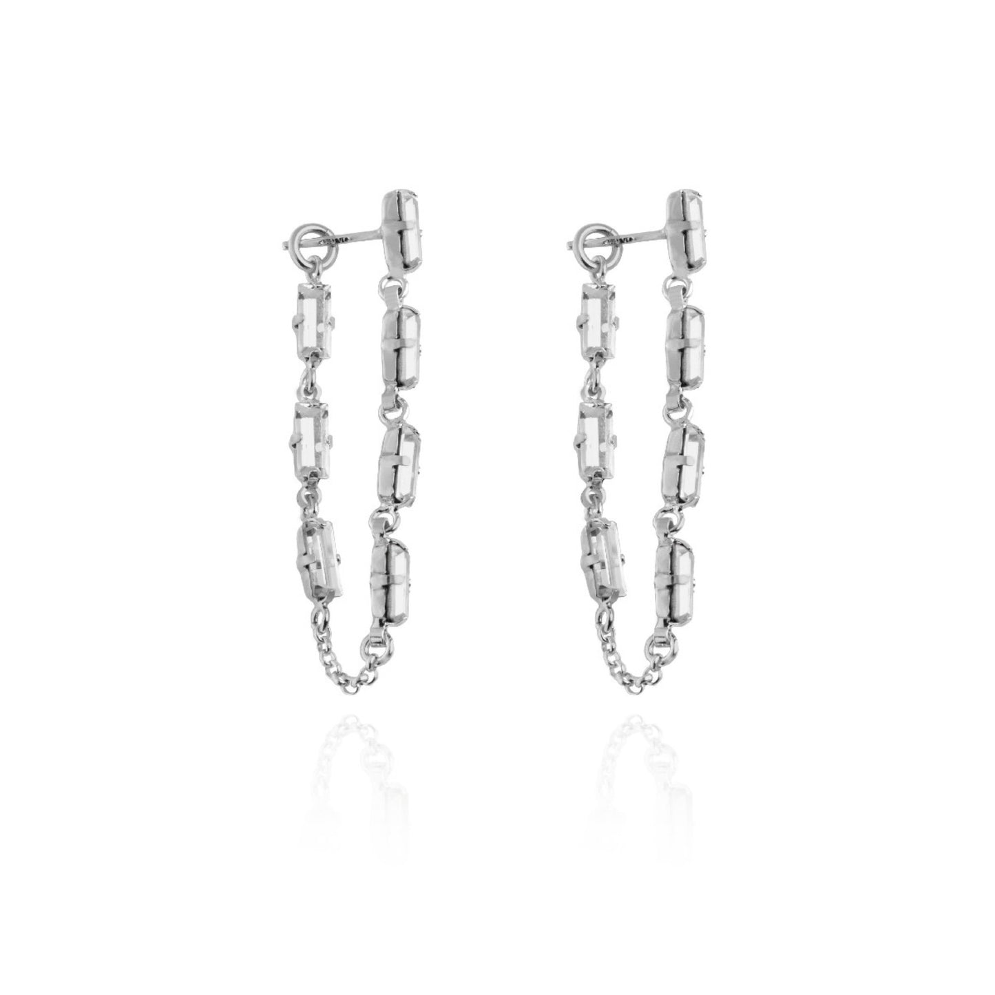 Rhodium Plated Sterling Silver Long earrings crystal from Esgueva