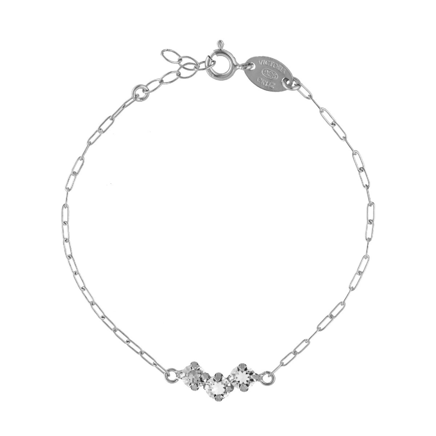 Rhodium Plated Sterling Silver Bracelet white crystal from Jade