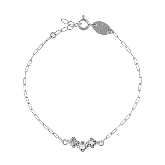 Rhodium Plated Sterling Silver Bracelet white crystal from Jade