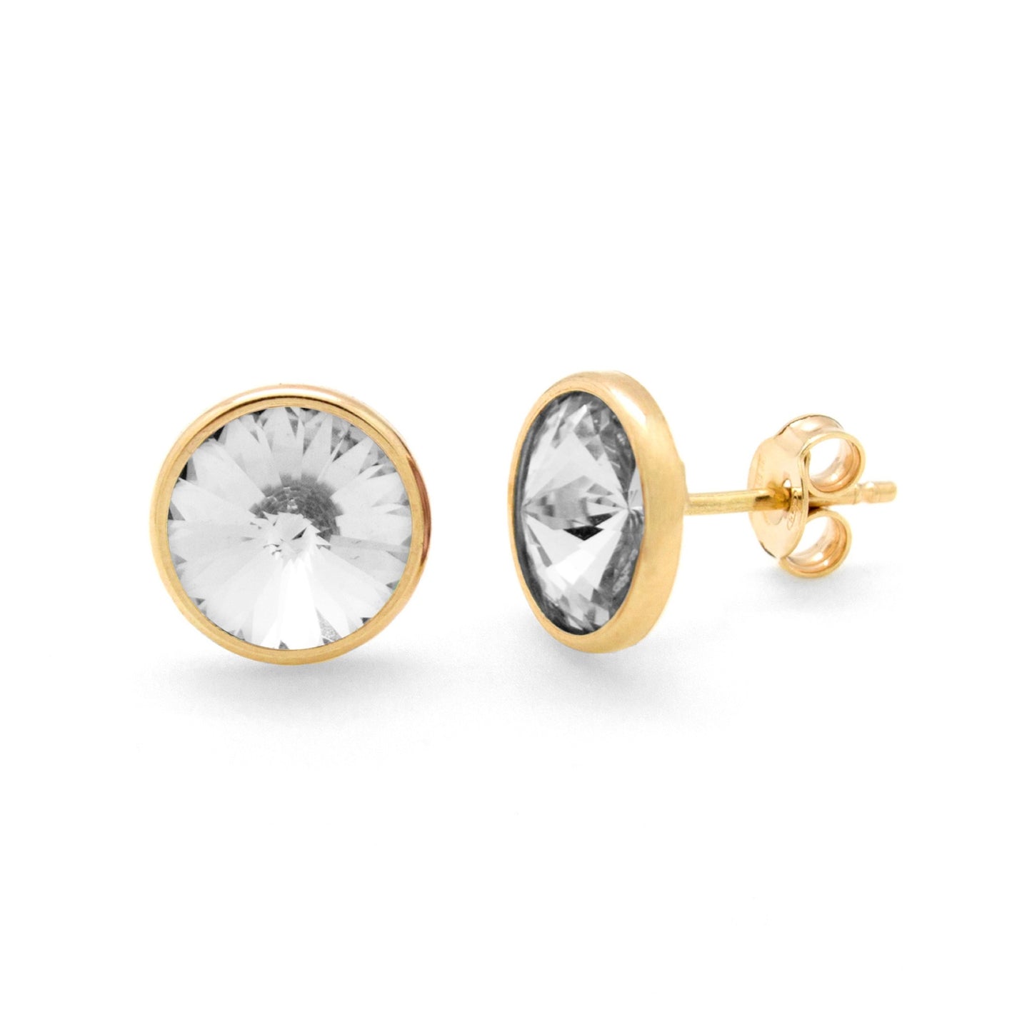 Gold plated Sterling Silver Stud earrings 11,5mm circle crystal from Basic