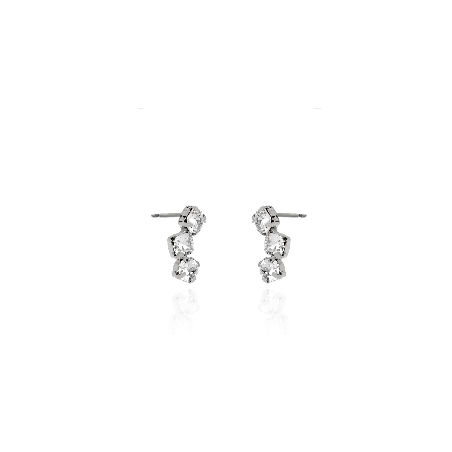 Sterling Silver Short earrings white crystal from Caterina