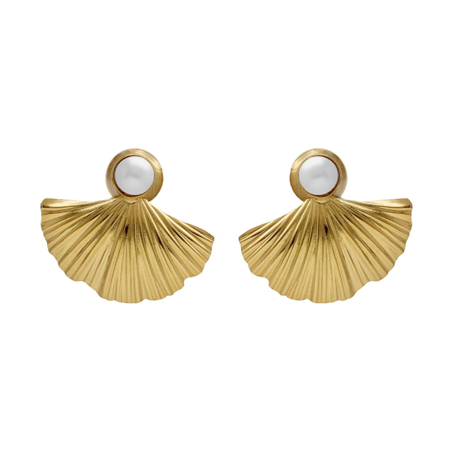 Sterling Silver Short earrings fan pearl from Tokyo