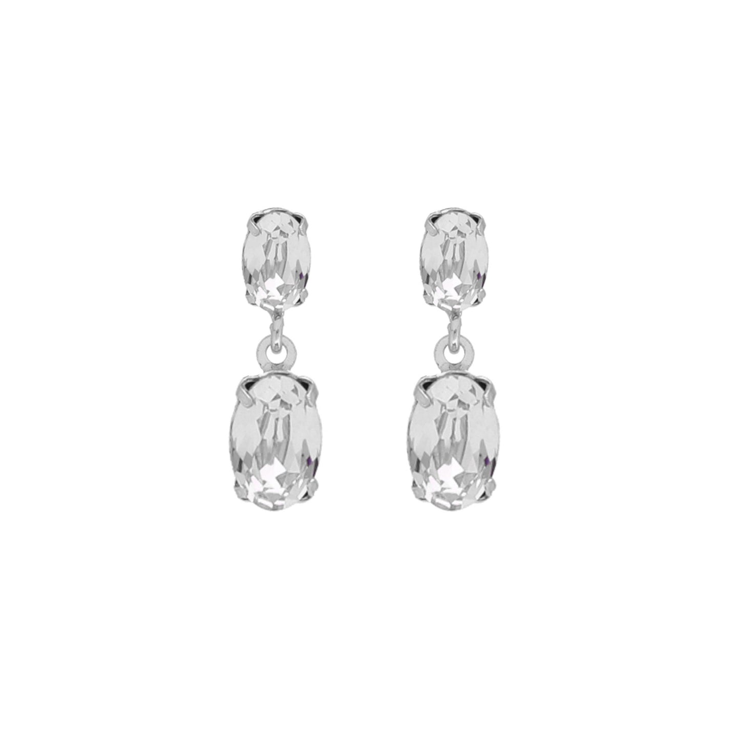 Rhodium Plated Sterling Silver Short earrings oval crystal from Gemma