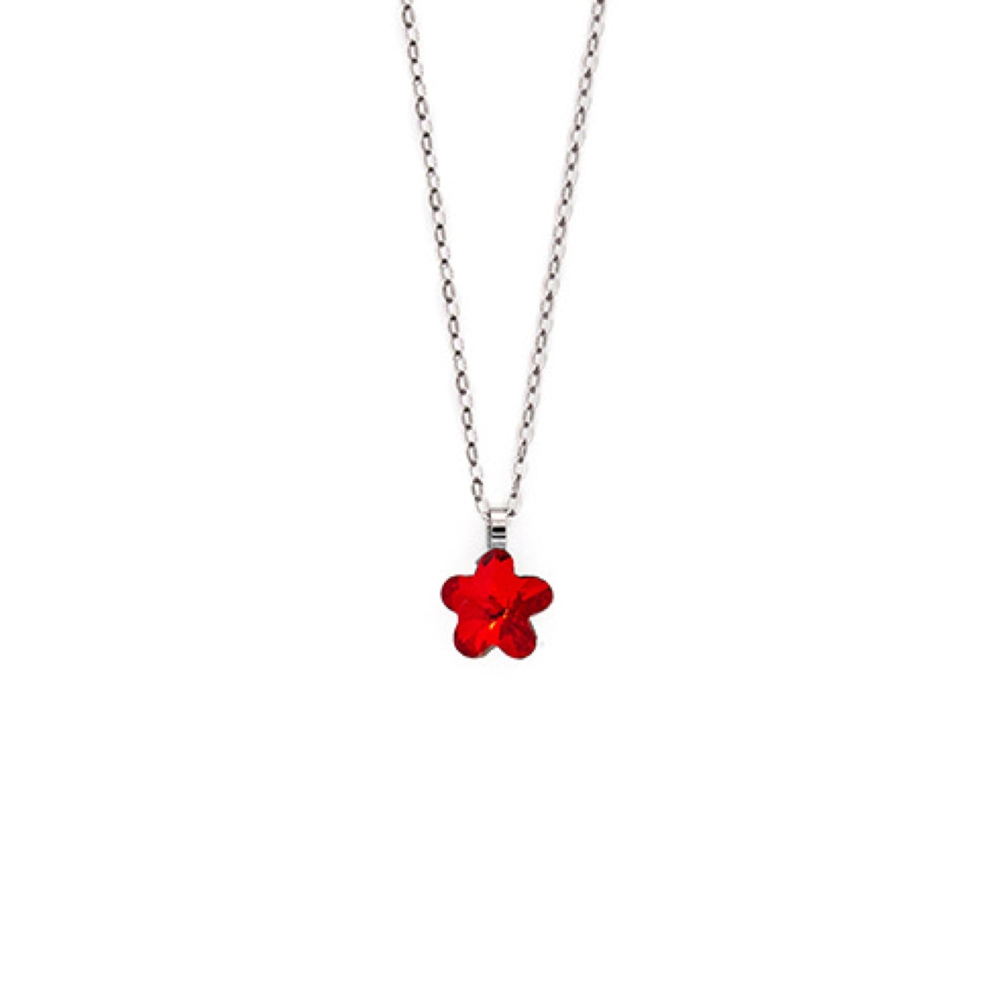 Rhodium Plated Sterling Silver Short necklace clover crystal from Fantasy