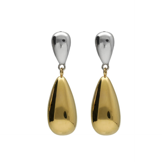 Rhodium and Gold plated Sterling Silver Long earrings drop from Eterna