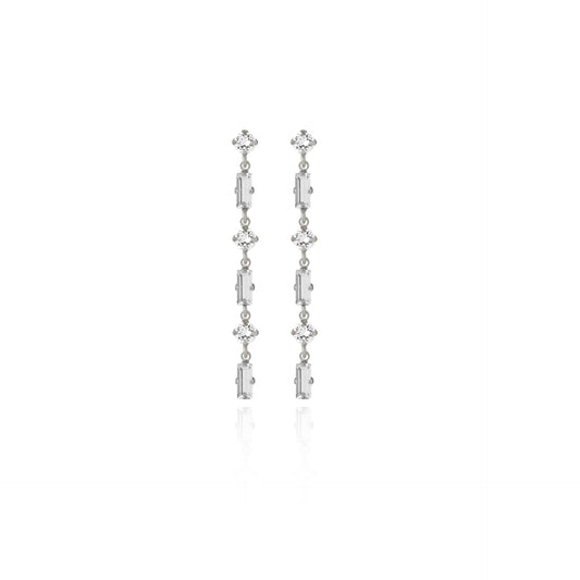 Rhodium Plated Sterling Silver Long earrings crystal from Esgueva