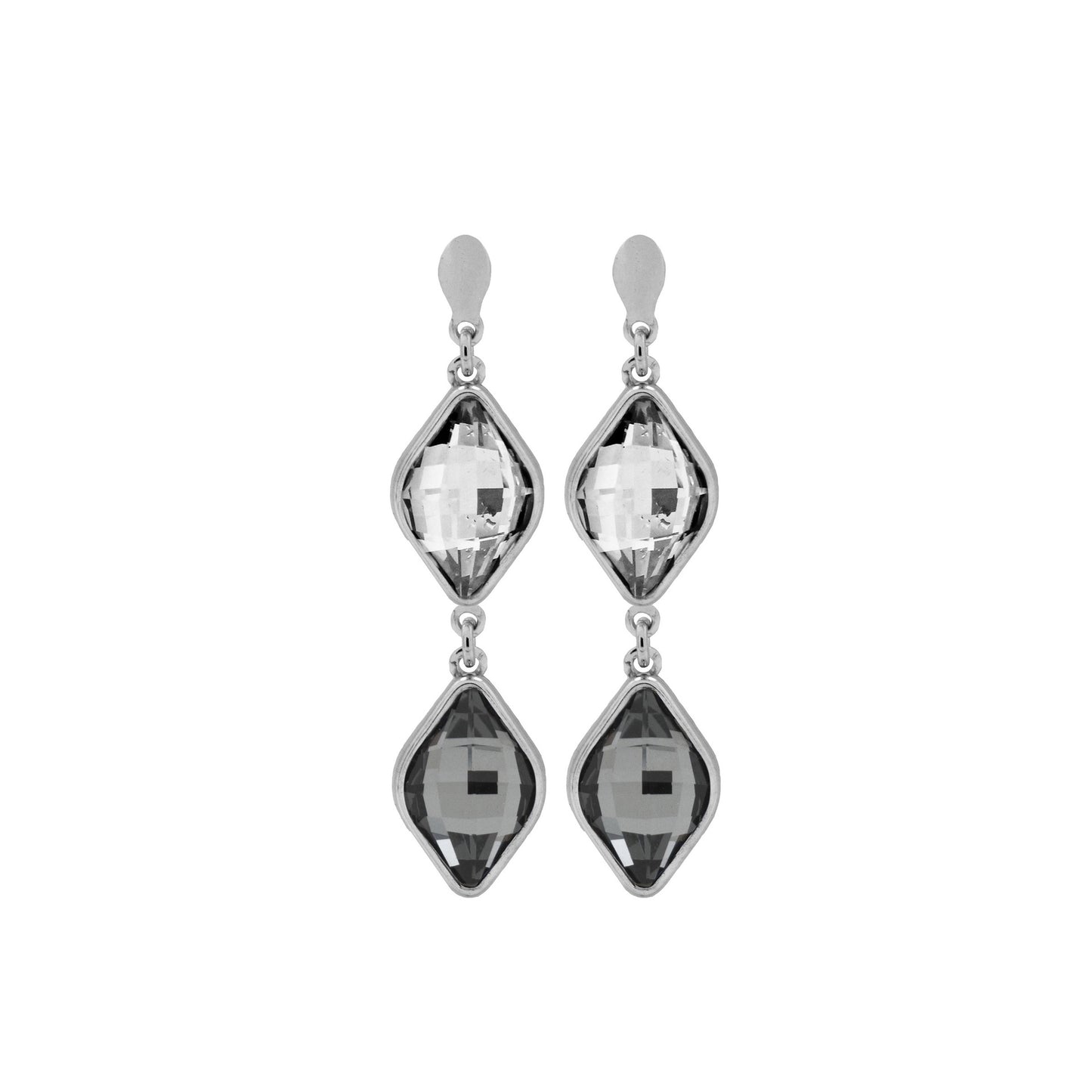 Rhodium Plated Sterling Silver Long earrings luck crystal from Classic