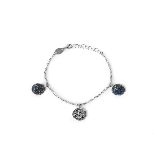 Rhodium Plated Sterling Silver Bracelet circle white crystal from Chiss