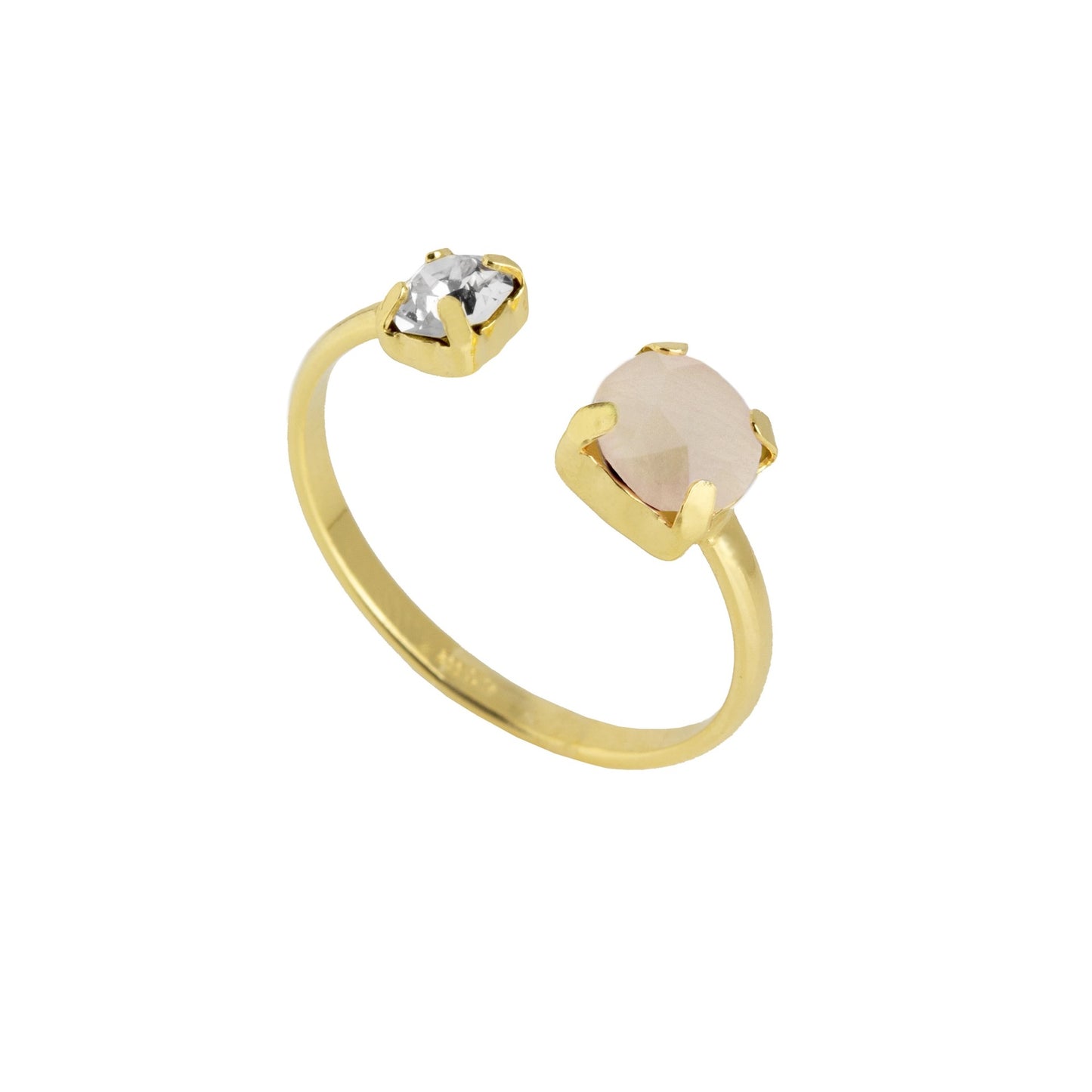 Gold plated Sterling Silver Adjustable ring crystal from Jasmine