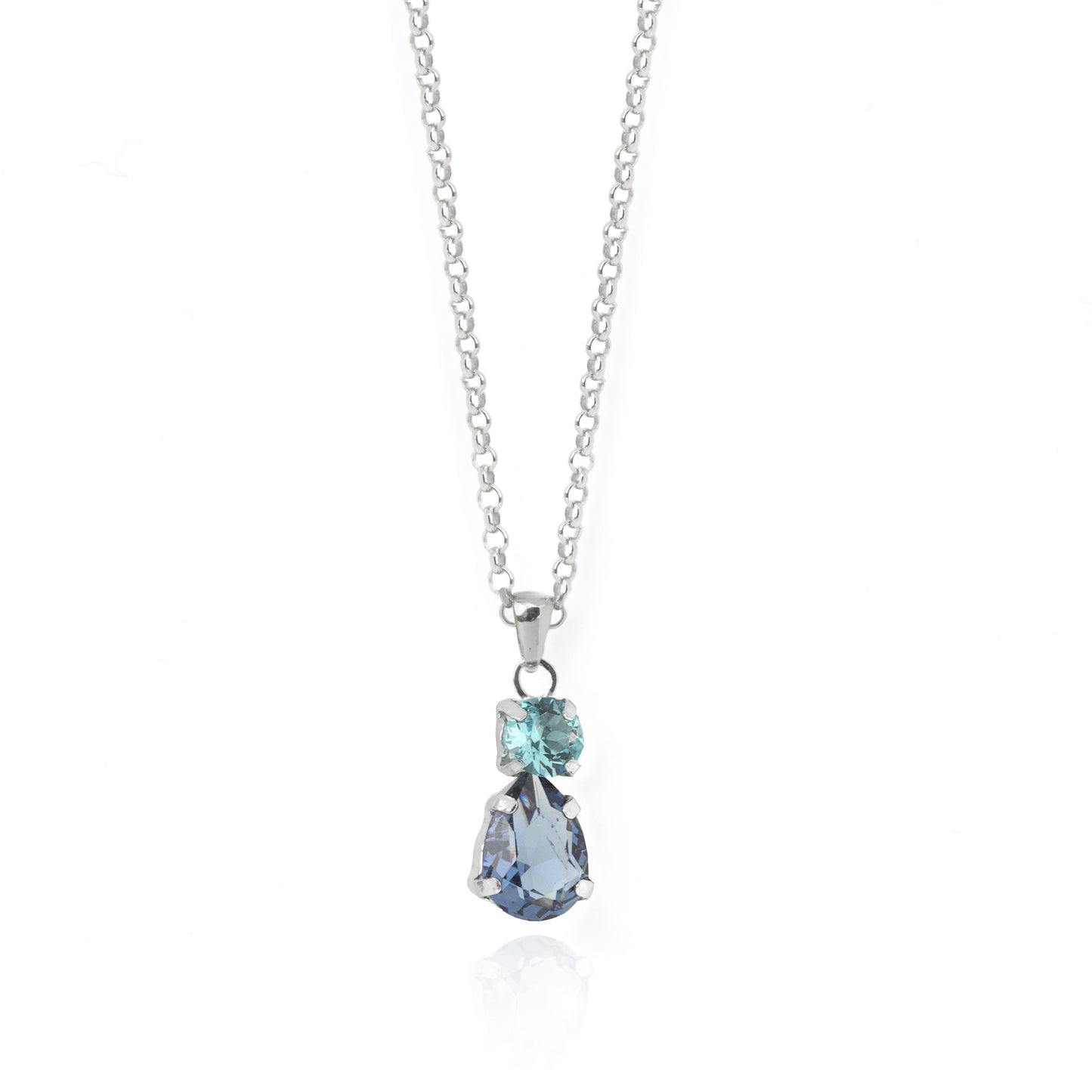 Rhodium Plated Sterling Silver Short necklace drop crystal from Louis