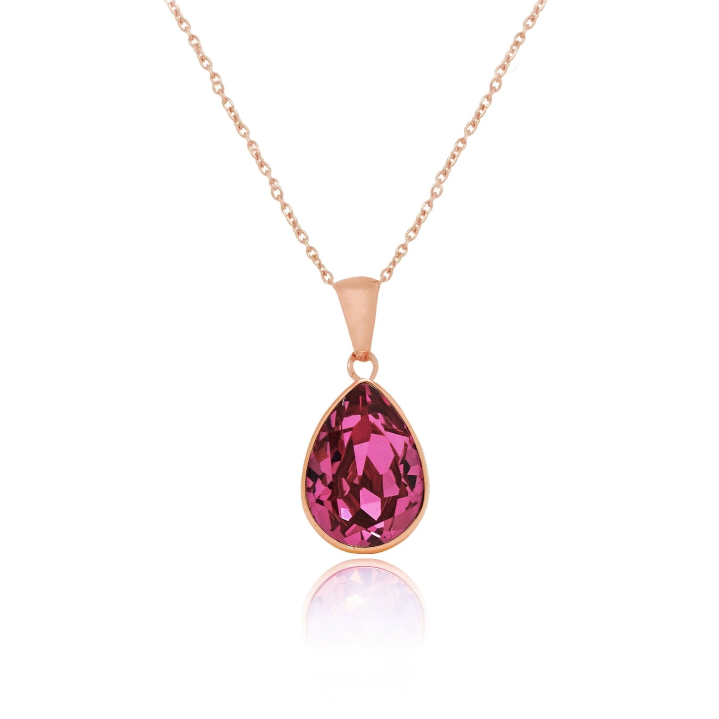 Rose Gold plated Sterling Silver Short necklace drop crystal from Essential