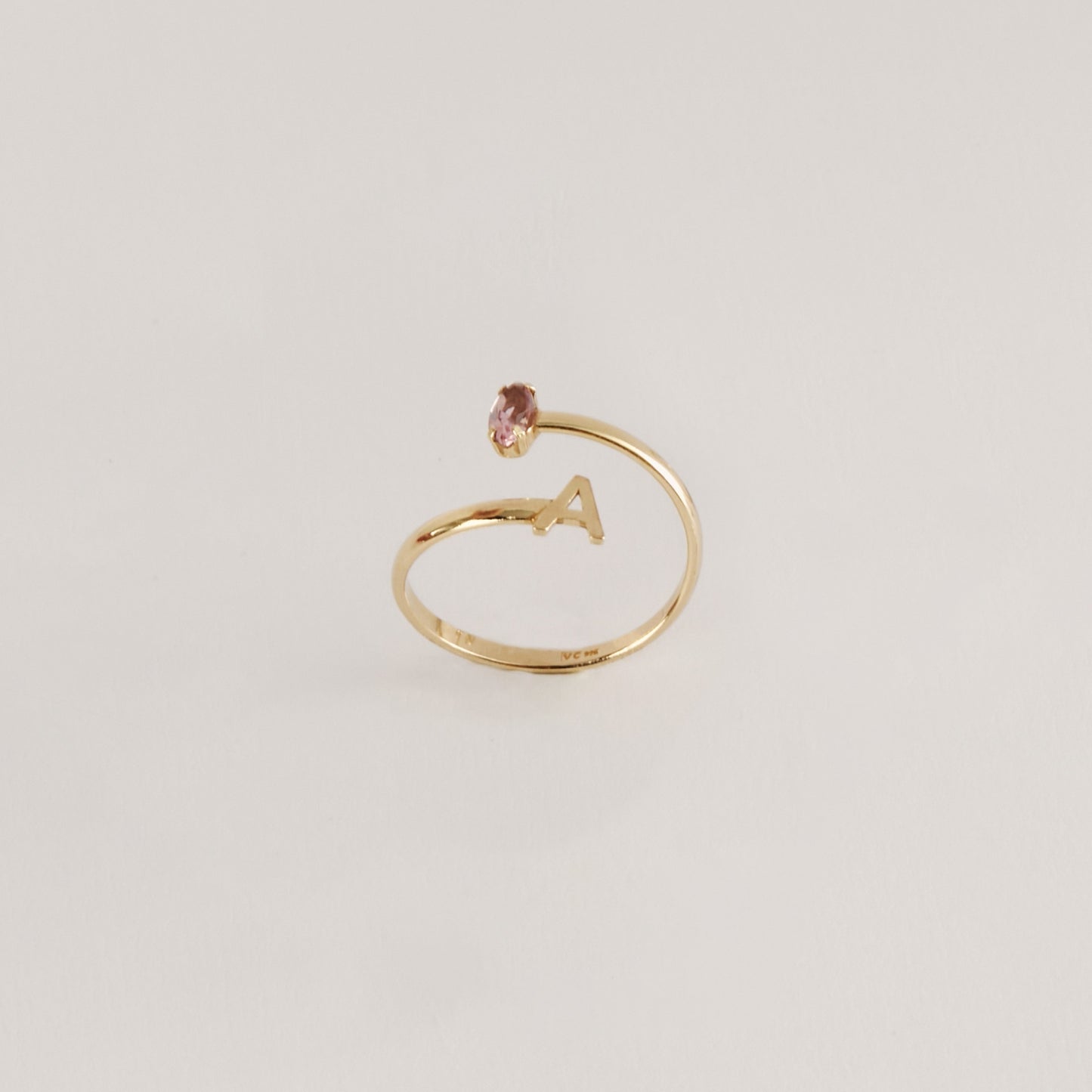 Gold plated Sterling Silver Custom Adjustable Ring letter from Thename