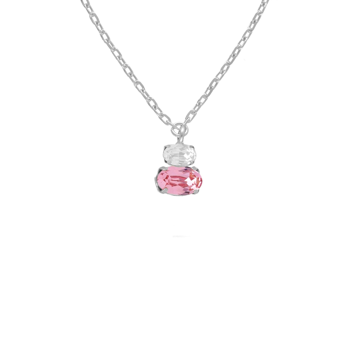 Rhodium Plated Sterling Silver Short necklace crystal from Gemma