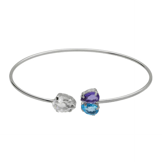 Brazalete lágrima cristal morado en Plata baño rodio de Glory