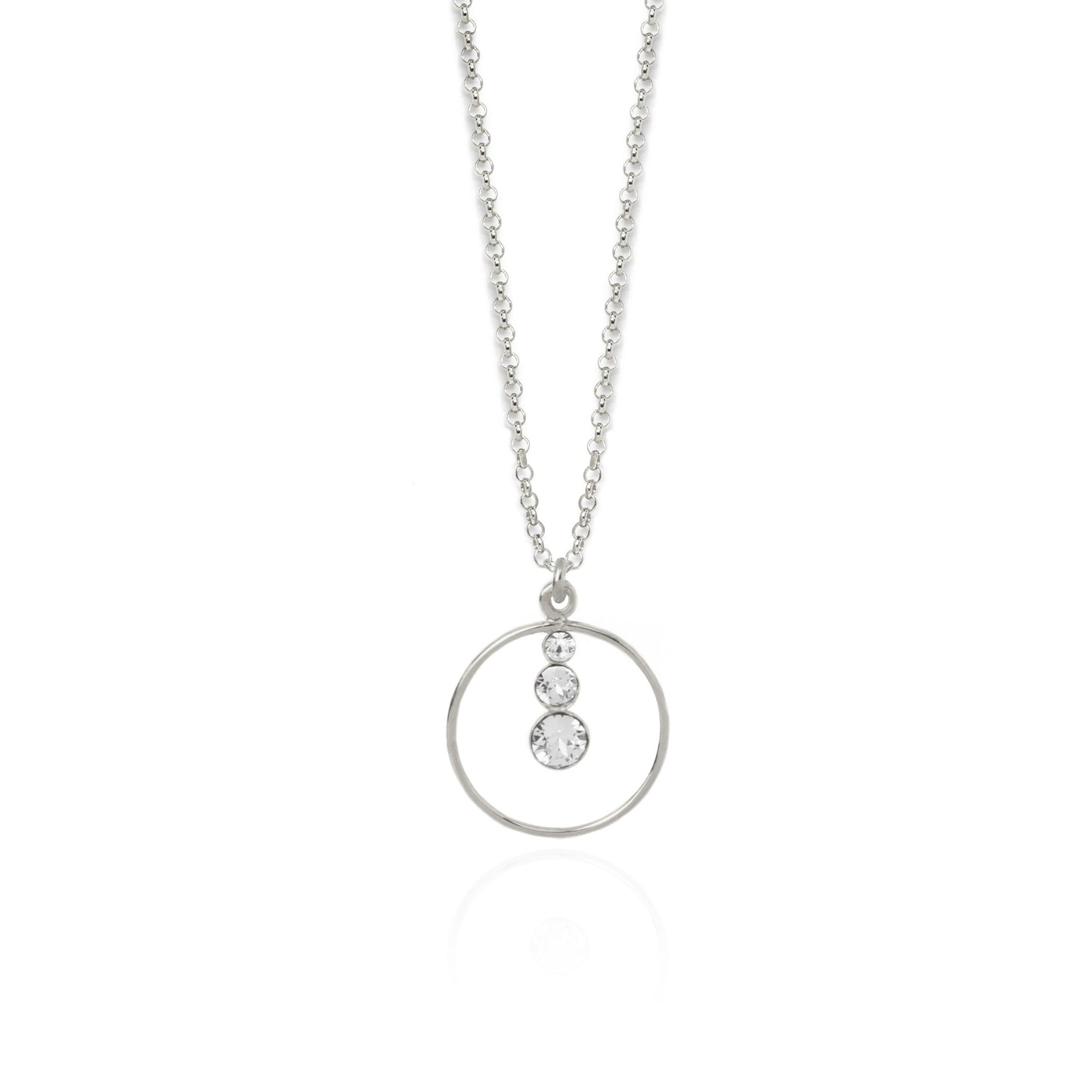 Sterling Silver Short necklace circle white crystal from Celeste