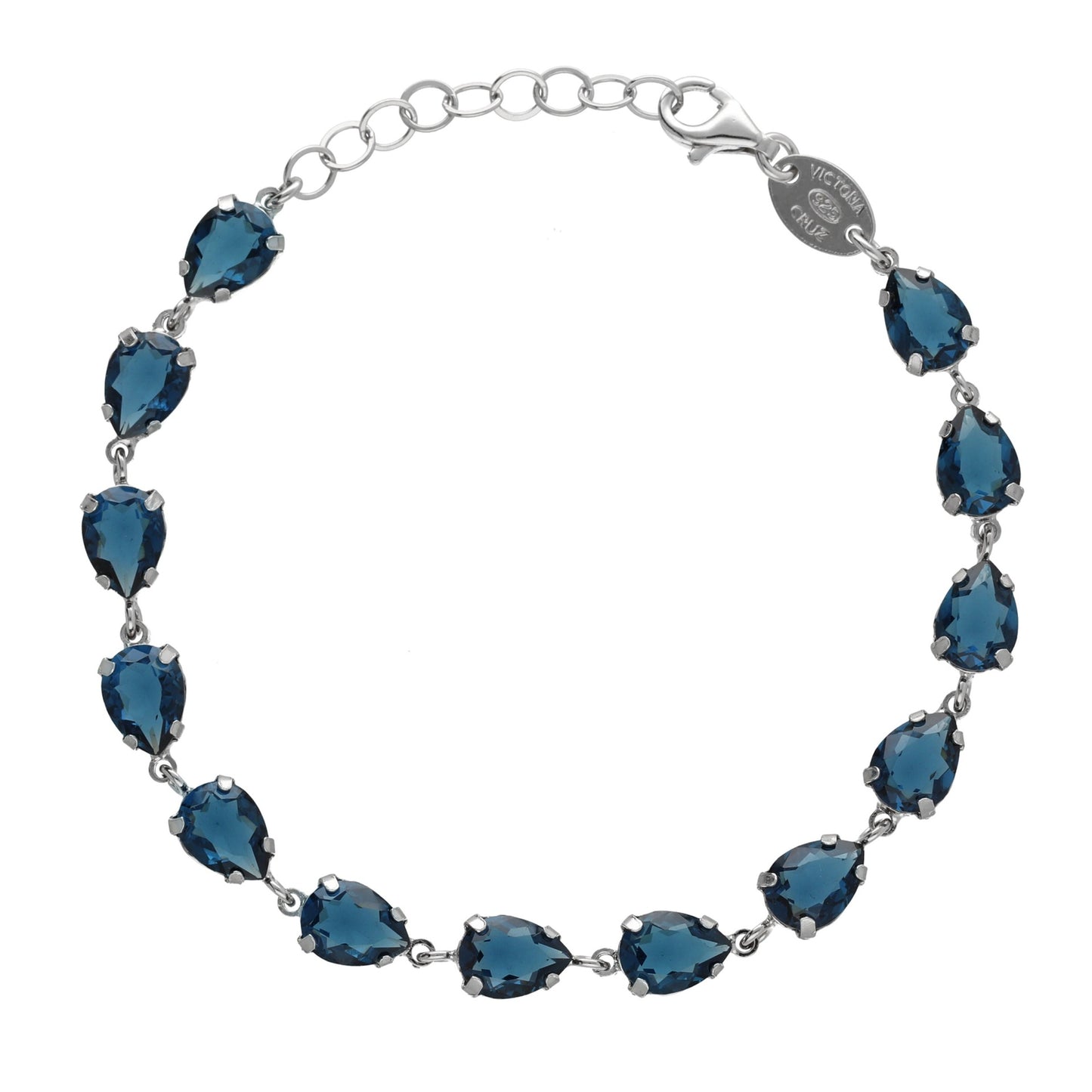 Rhodium Plated Sterling Silver Bracelet drop crystal from Diana