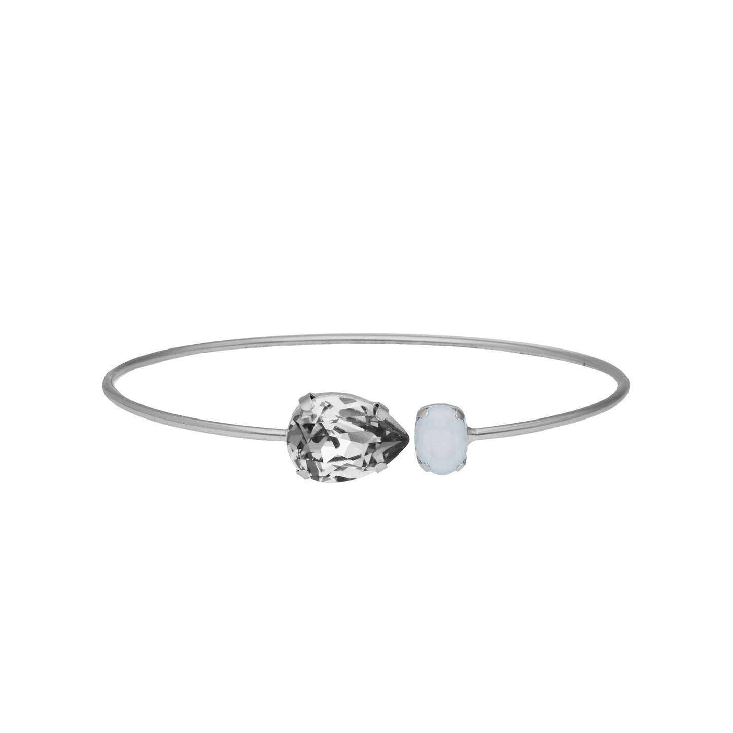 Rhodium Plated Sterling Silver Bracelet drop white crystal from Blooming