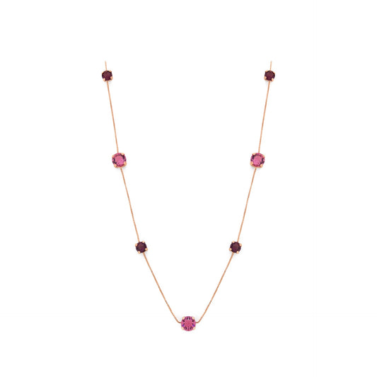 Rose Gold plated Sterling Silver Long necklace multicolor crystal