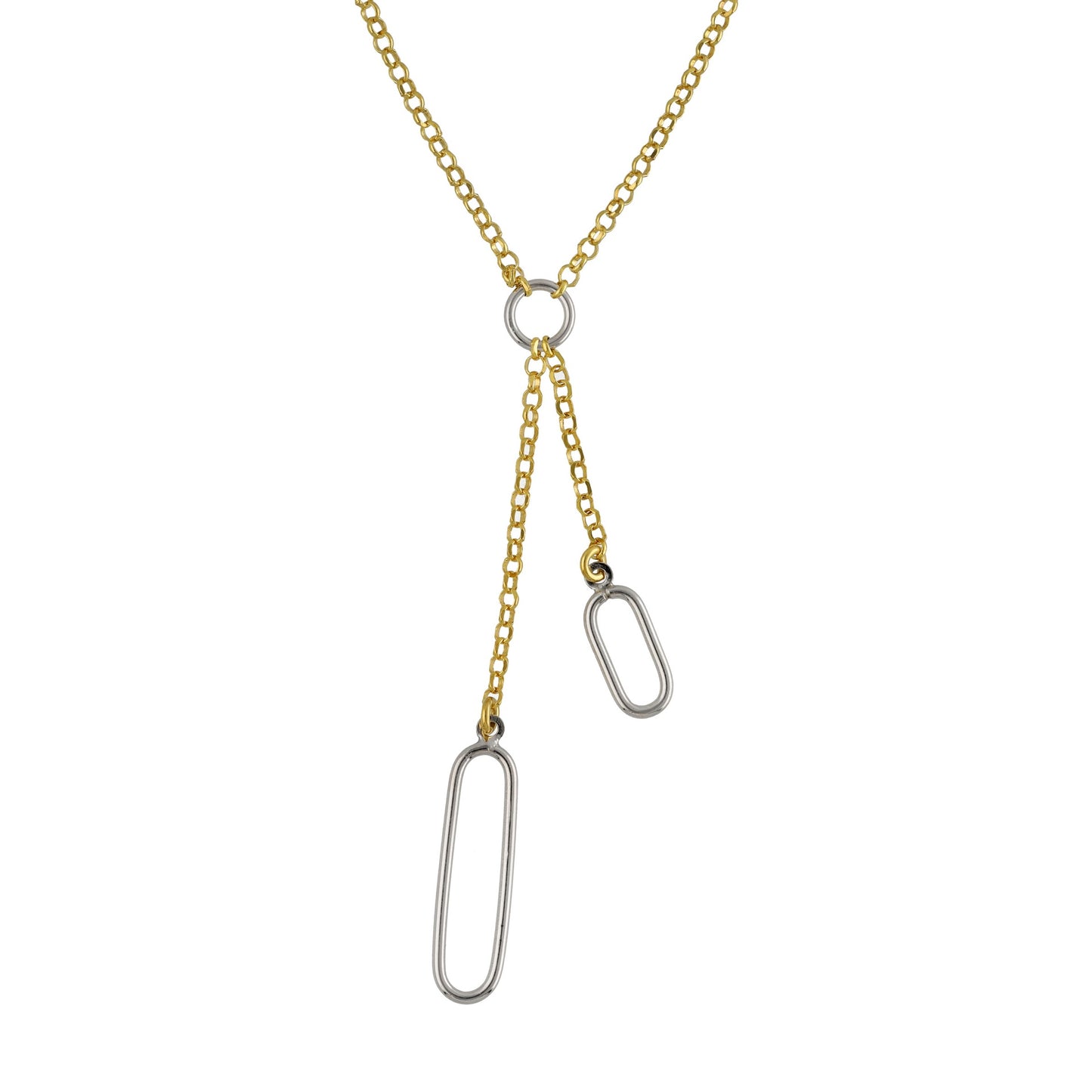 Rhodium and Gold plated Sterling Silver Long necklace links from Frame