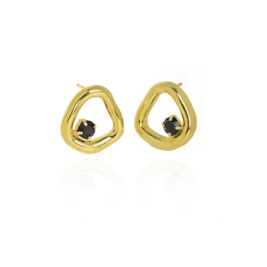 Gold plated Sterling Silver Short earrings black crystal from Sunset