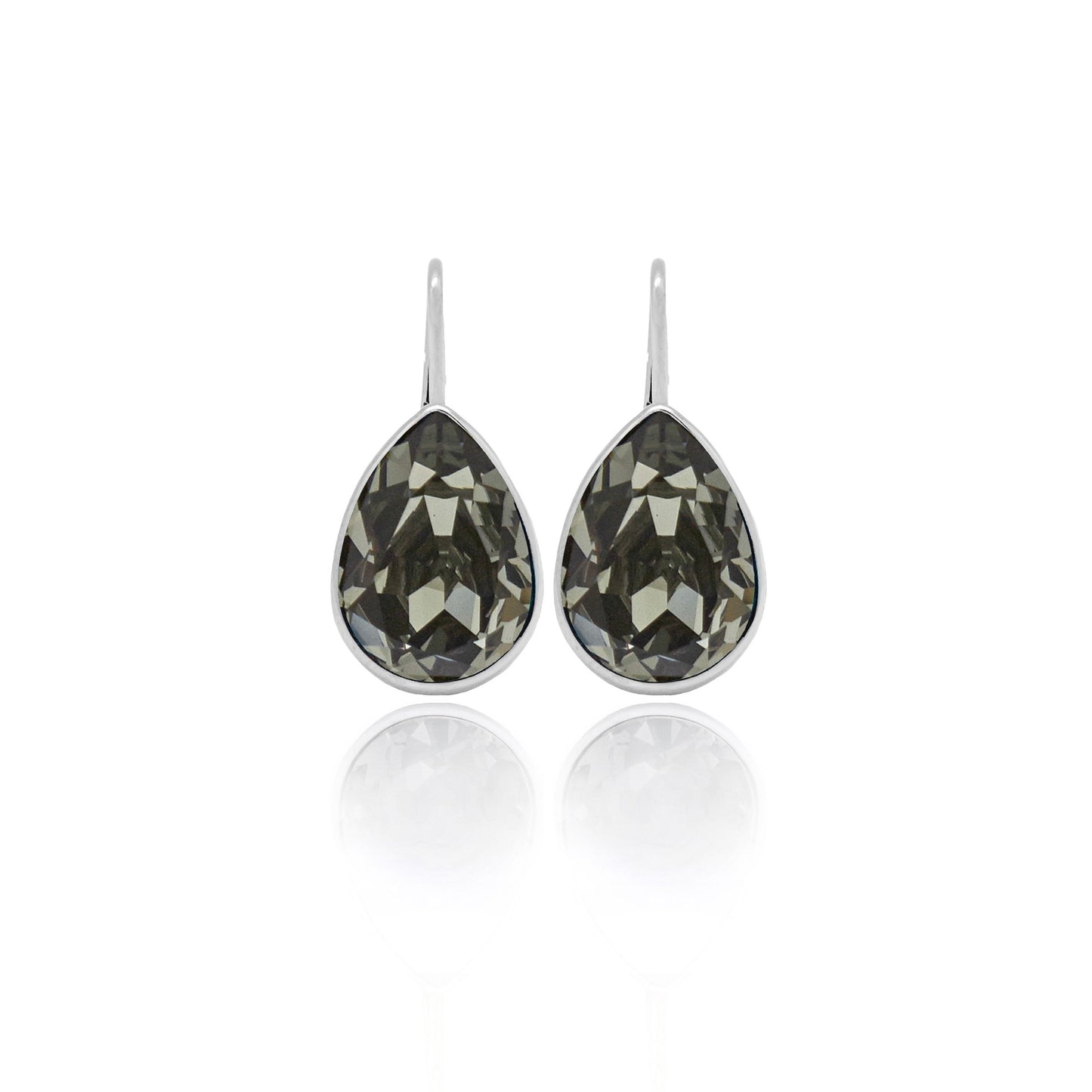 Rhodium Plated Sterling Silver Short earrings drop crystal from Essential