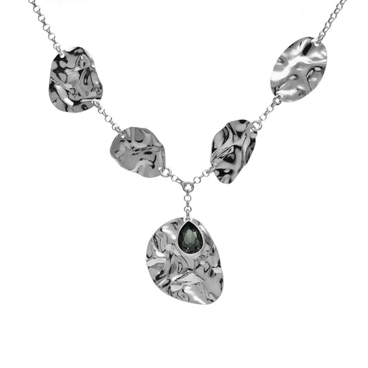 Rhodium Plated Sterling Silver Short necklace gray crystal from Fullness