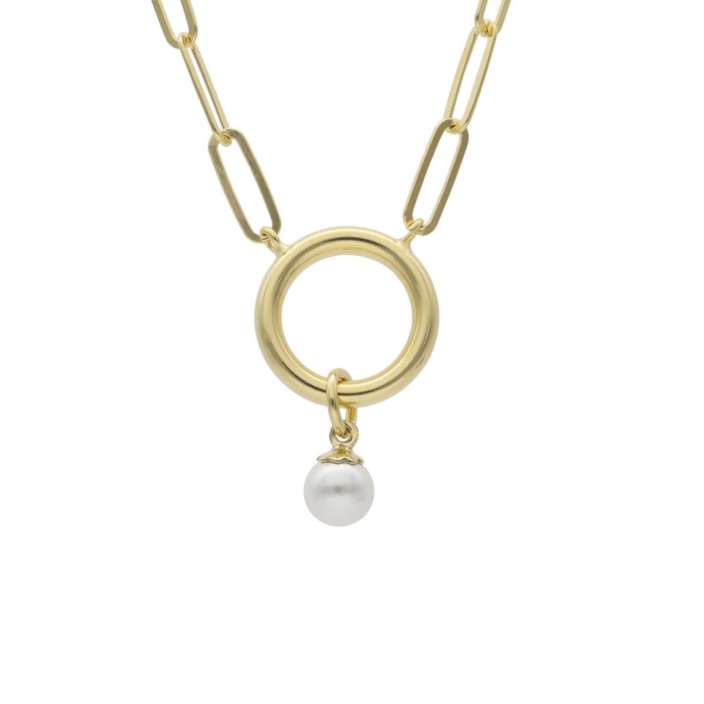 Sterling Silver Short necklace circle pearl from Greta