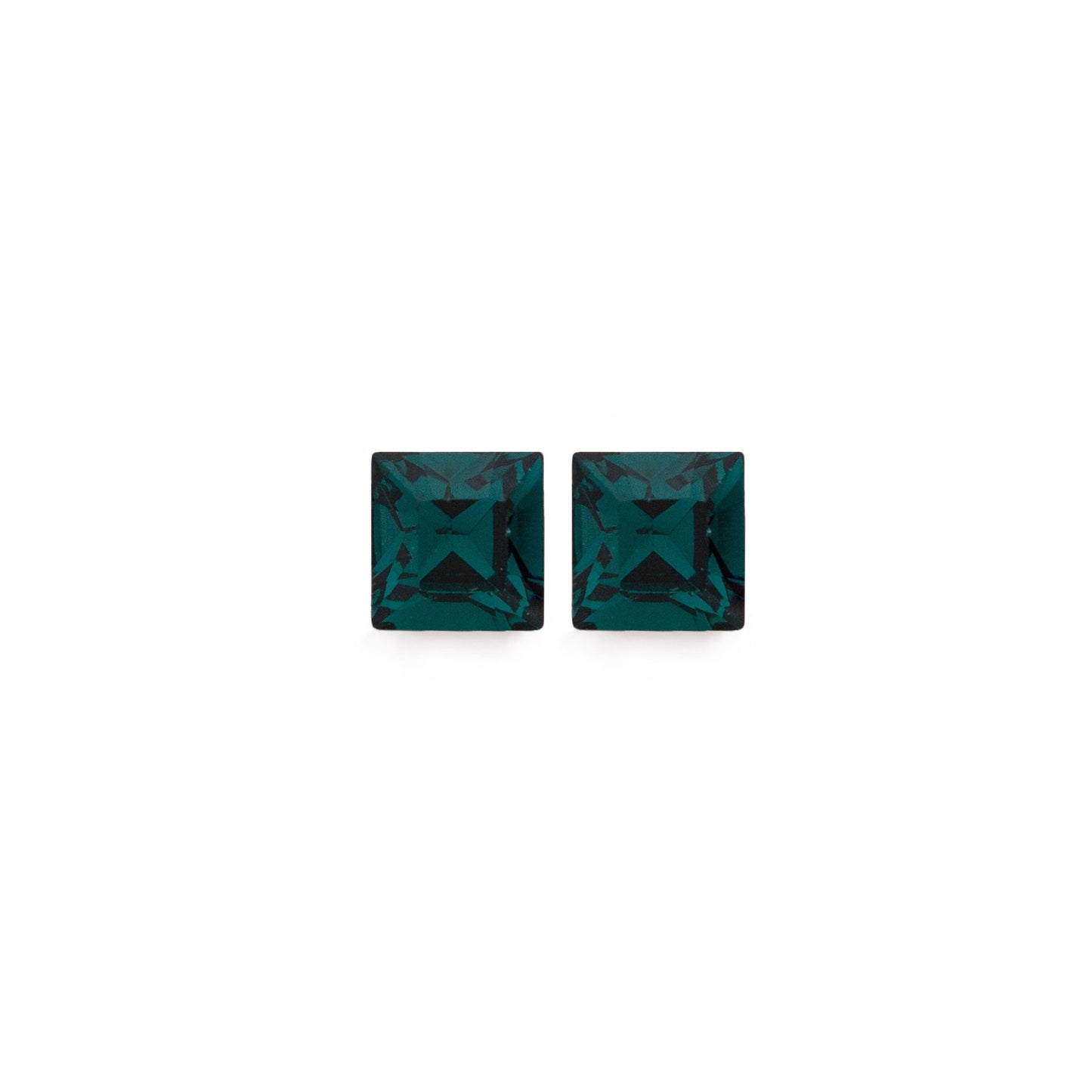 Rhodium Plated Sterling Silver Stud earrings square crystal from Fantasy