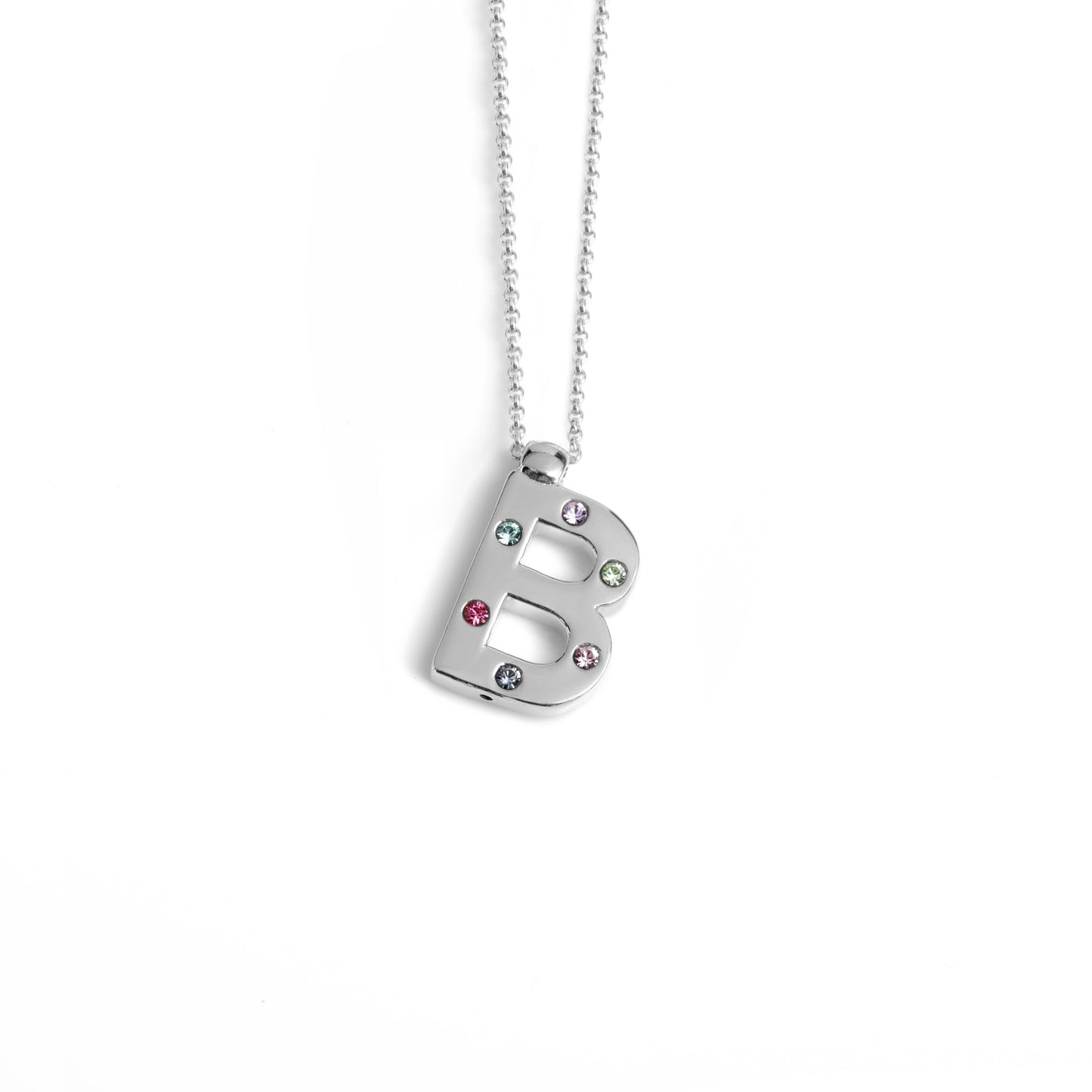 Rhodium Plated Sterling Silver Short necklace letter multicolor crystal from Letter