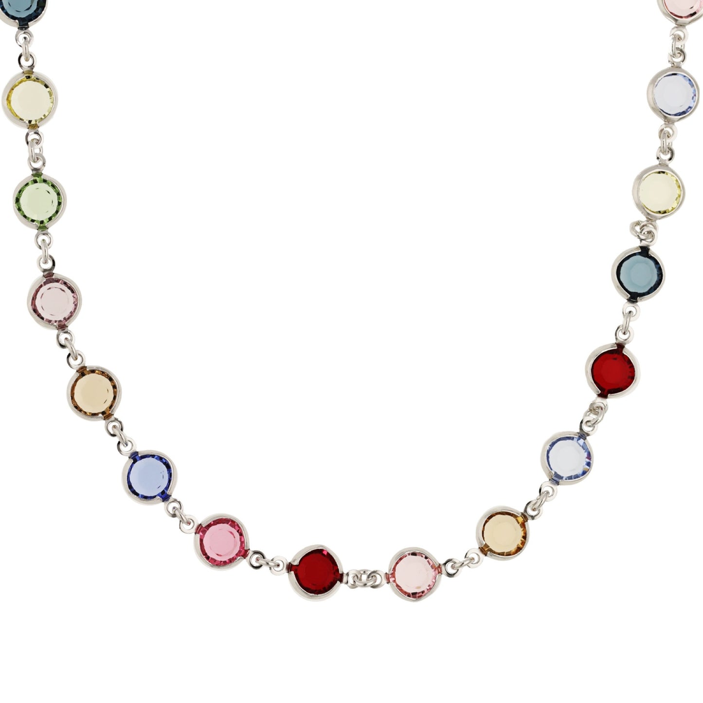 Rhodium Plated Sterling Silver Short necklace circle crystal from Purpose