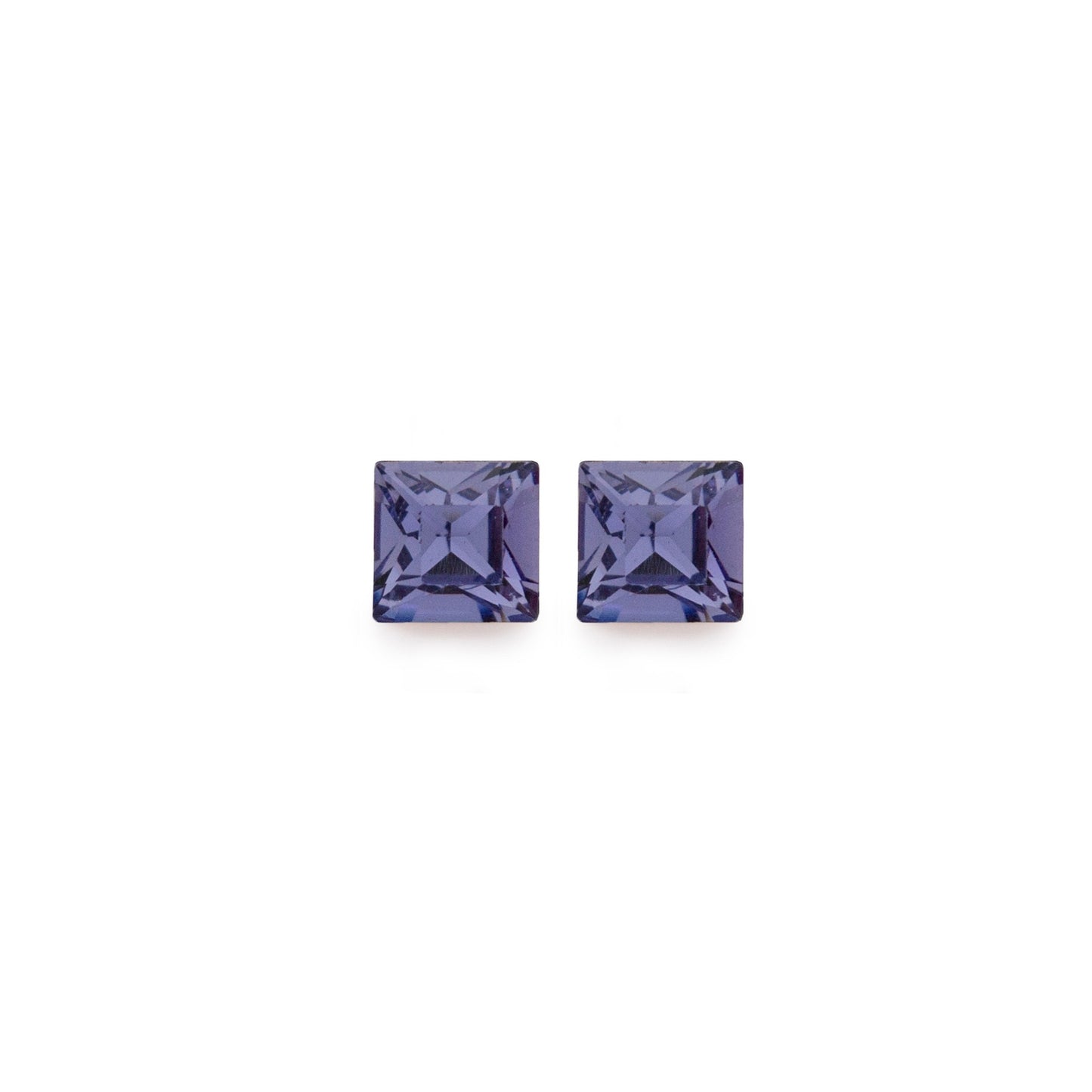 Rhodium Plated Sterling Silver Stud earrings square crystal from Fantasy