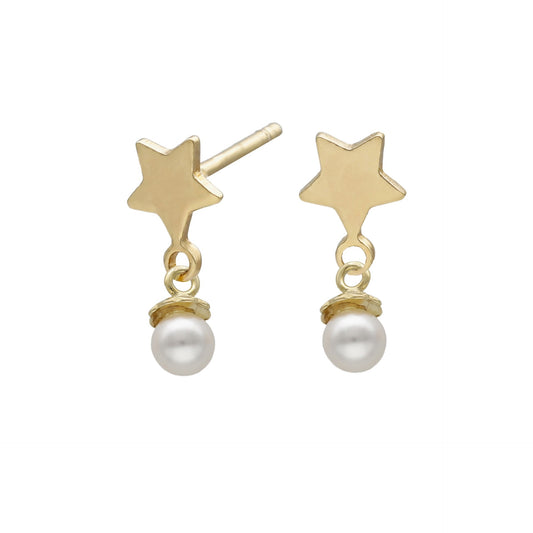 Gold plated Sterling Silver Short earrings star pearlfrom Alice