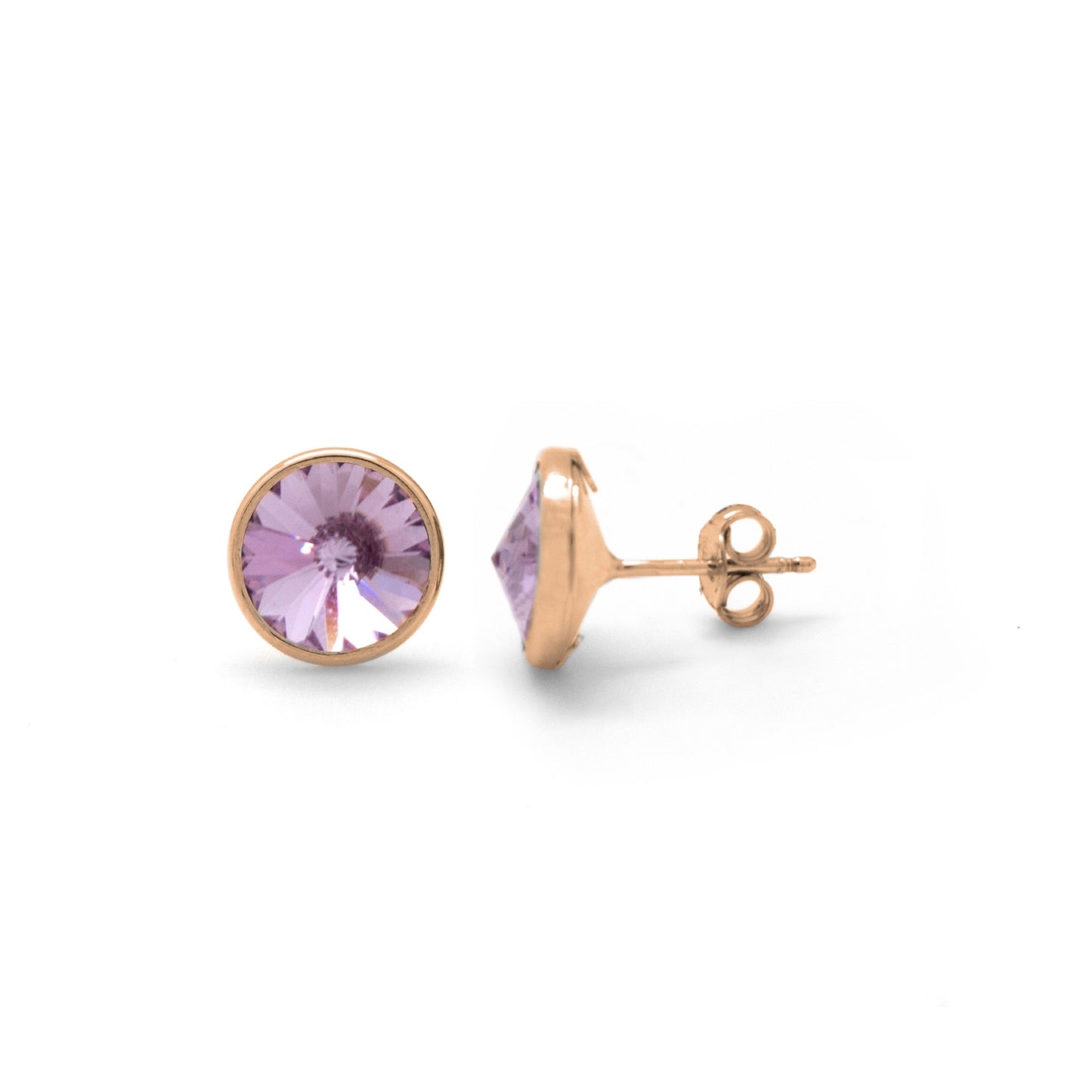 Rose Gold plated Sterling Silver Stud earrings 11,5mm circle crystal from Basic