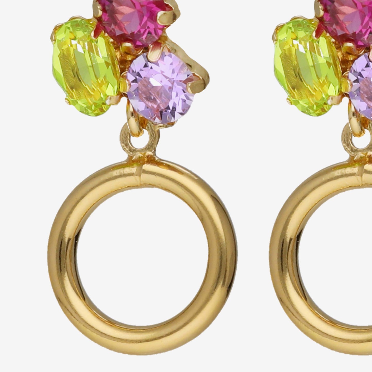 Gold plated Sterling Silver Short earrings multicolor crystal from Odele