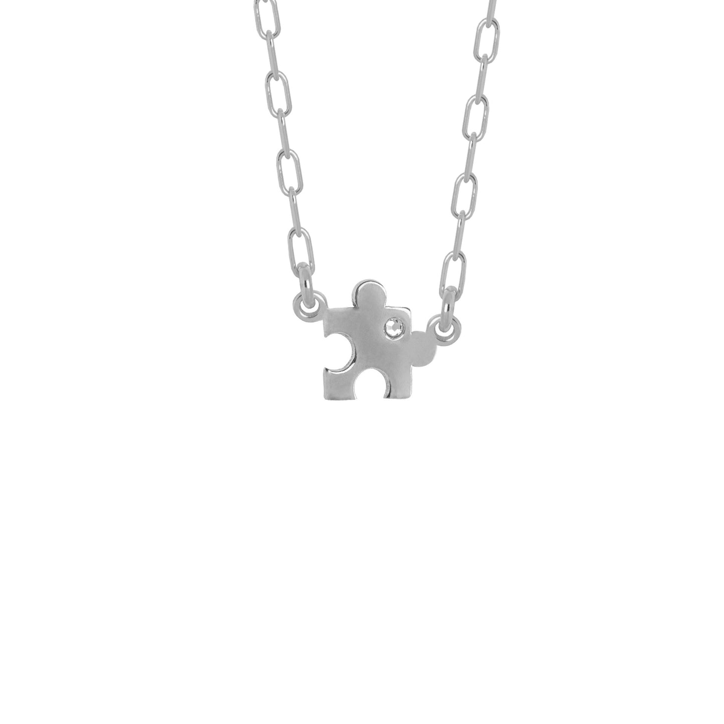 Sterling Silver Short necklace puzzle white crystal from Areca