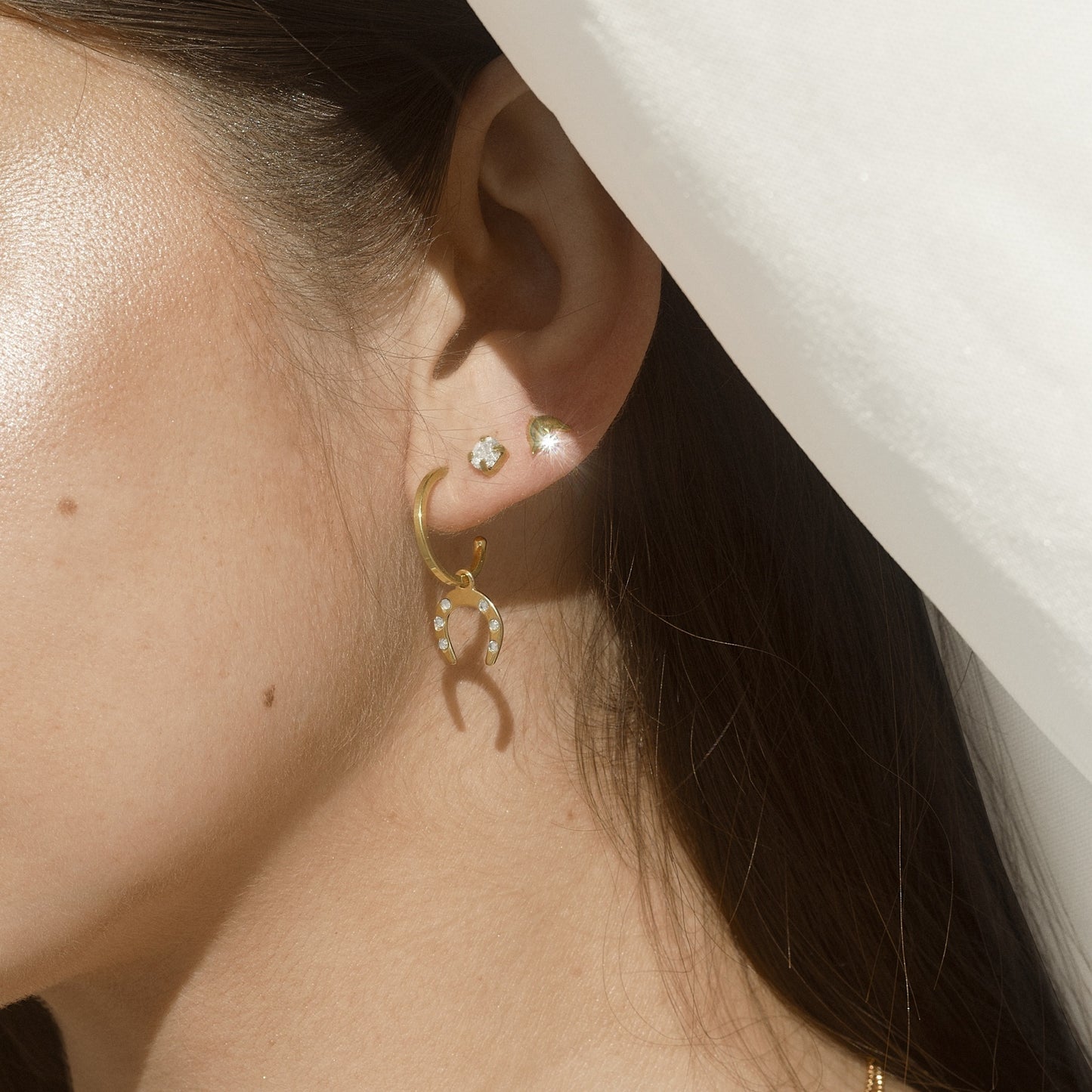 Sterling Silver Hoop earrings horseshoe white crystal from Neutral