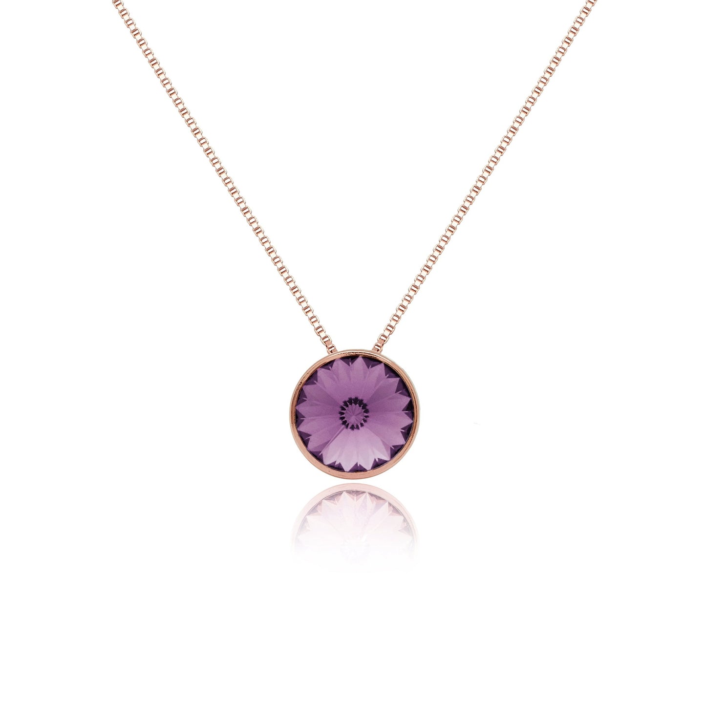 Rose Gold plated Sterling Silver Short necklace 11,5mm circle crystal from Basic