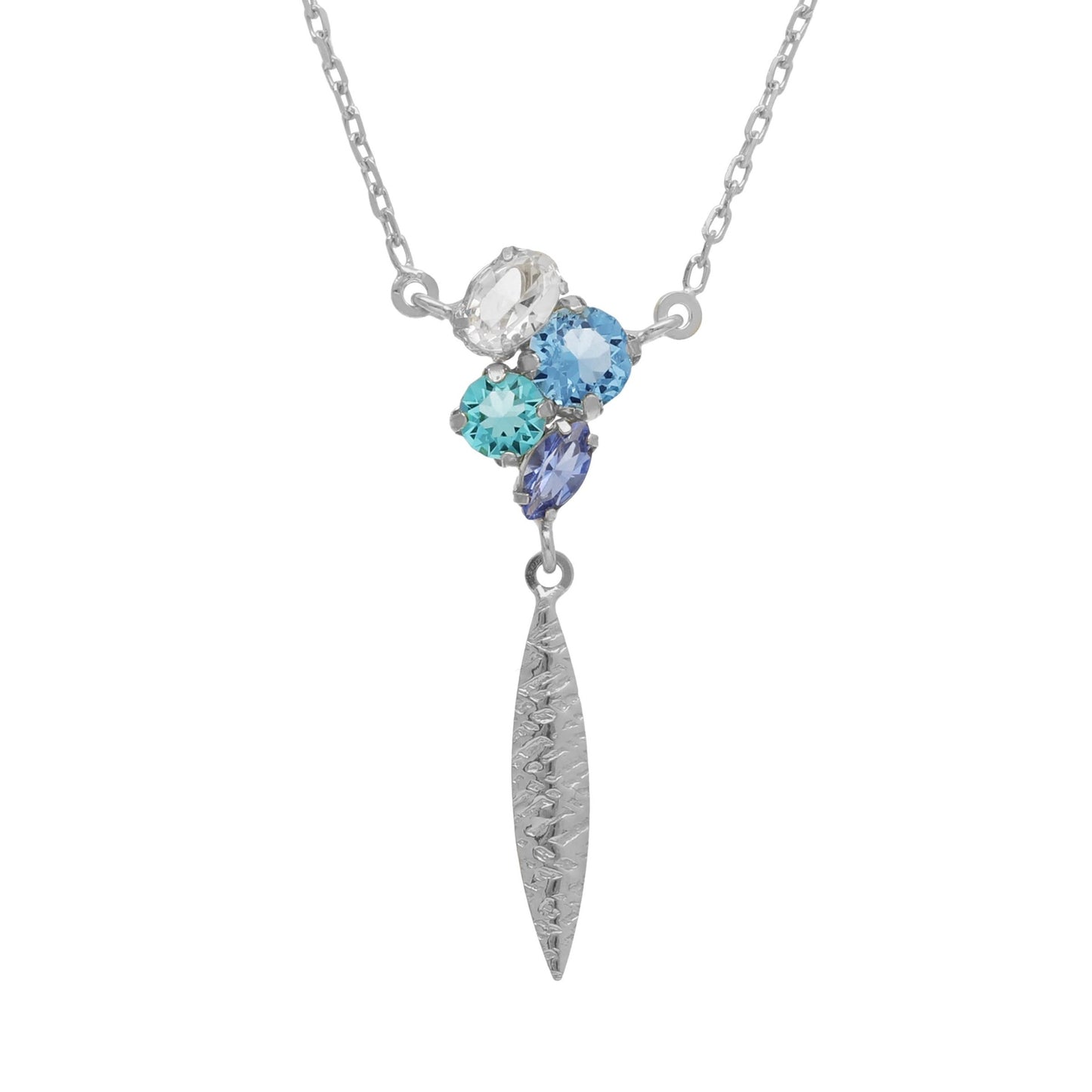 Sterling Silver Short necklace leaf multicolor crystal from Lisbon